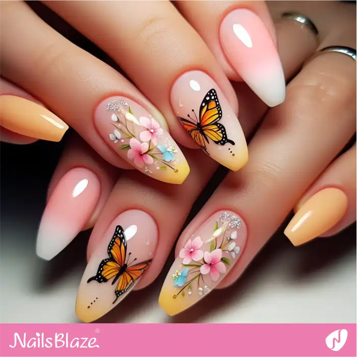 Peach Fuzz Butterfly Nail Design for Spring | Color of the Year 2024 - NB1822